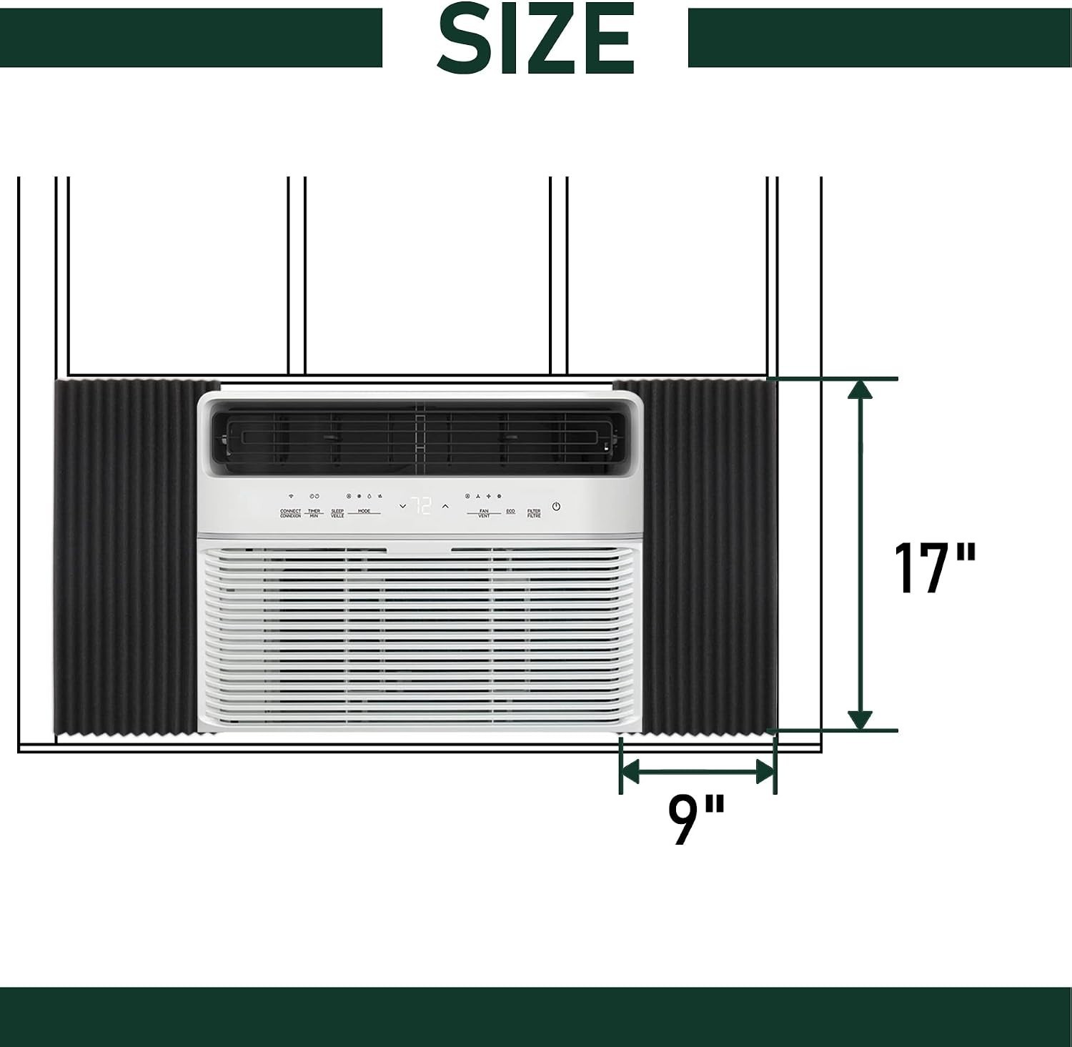 Window Air Conditioner Insulation Foam Panels, AC Side Panels Kit, 17in H x 9…