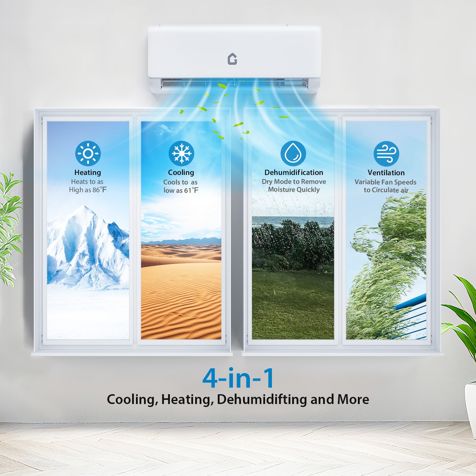 9,000BTU Mini Split Air Conditioner Heater Wall-Mounted Ductless System