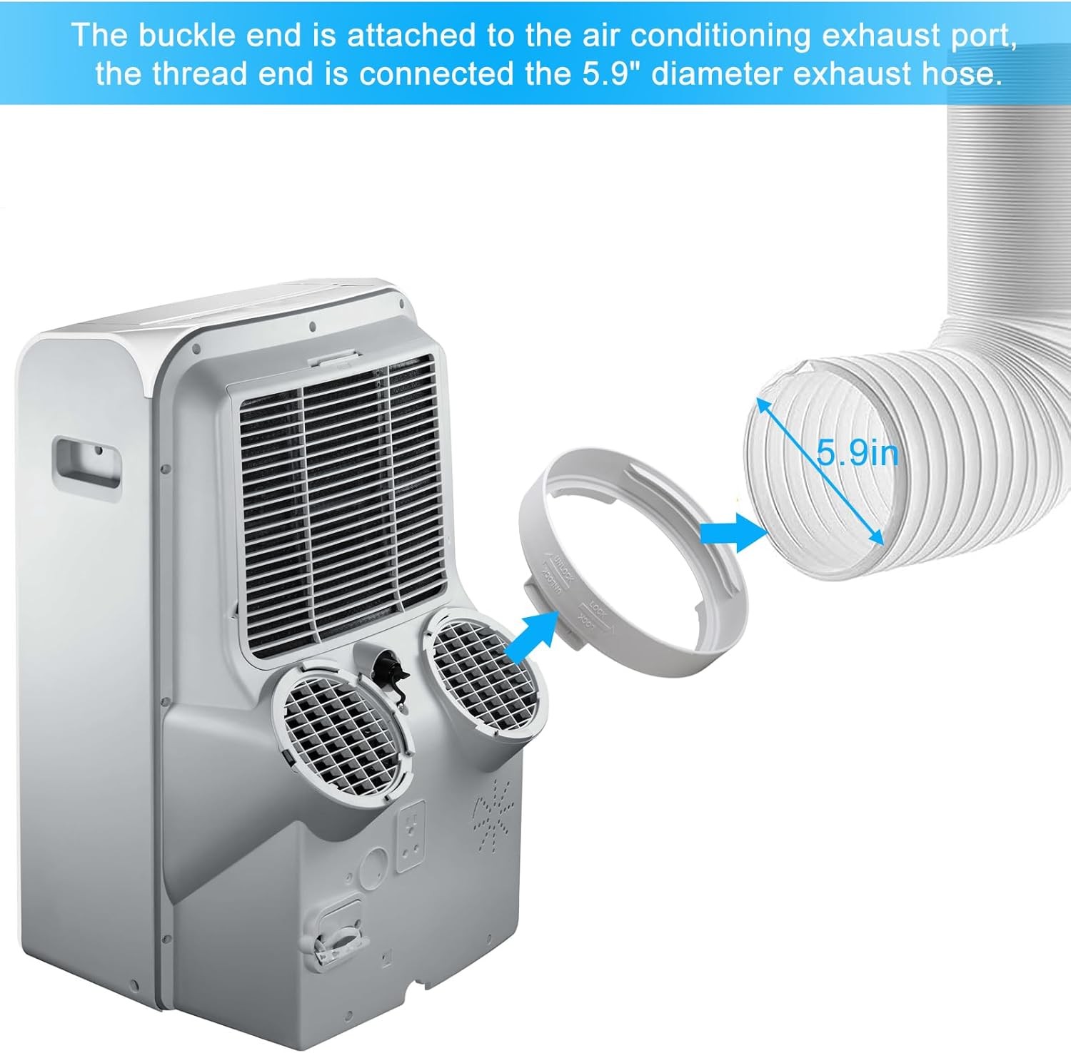 5.9 Inch AC Exhaust Outlet Adapter Round Vent Hose Connector Portable