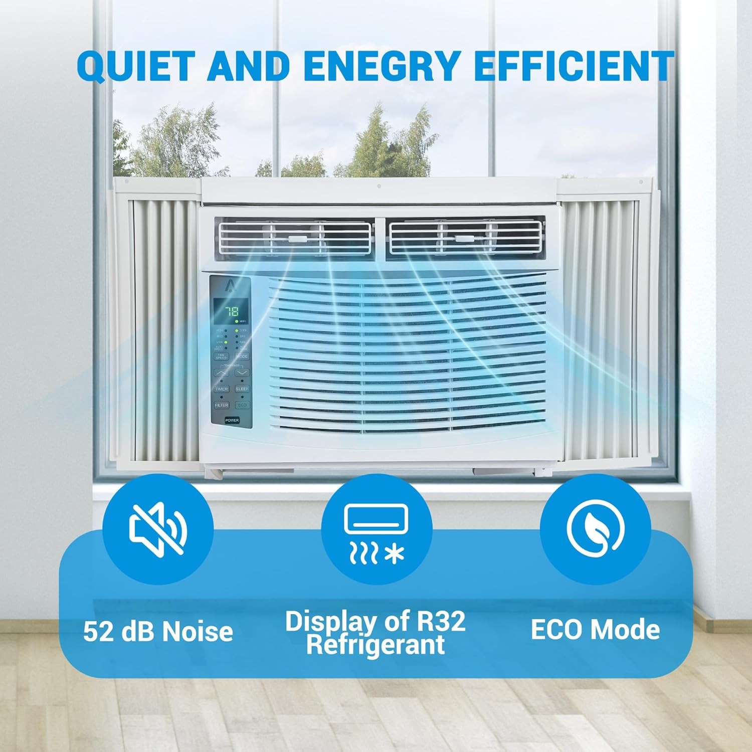 6000 BTU Smart Window AC Unit with WiFi Remote Cools 350 Sq. Ft. Quick Install