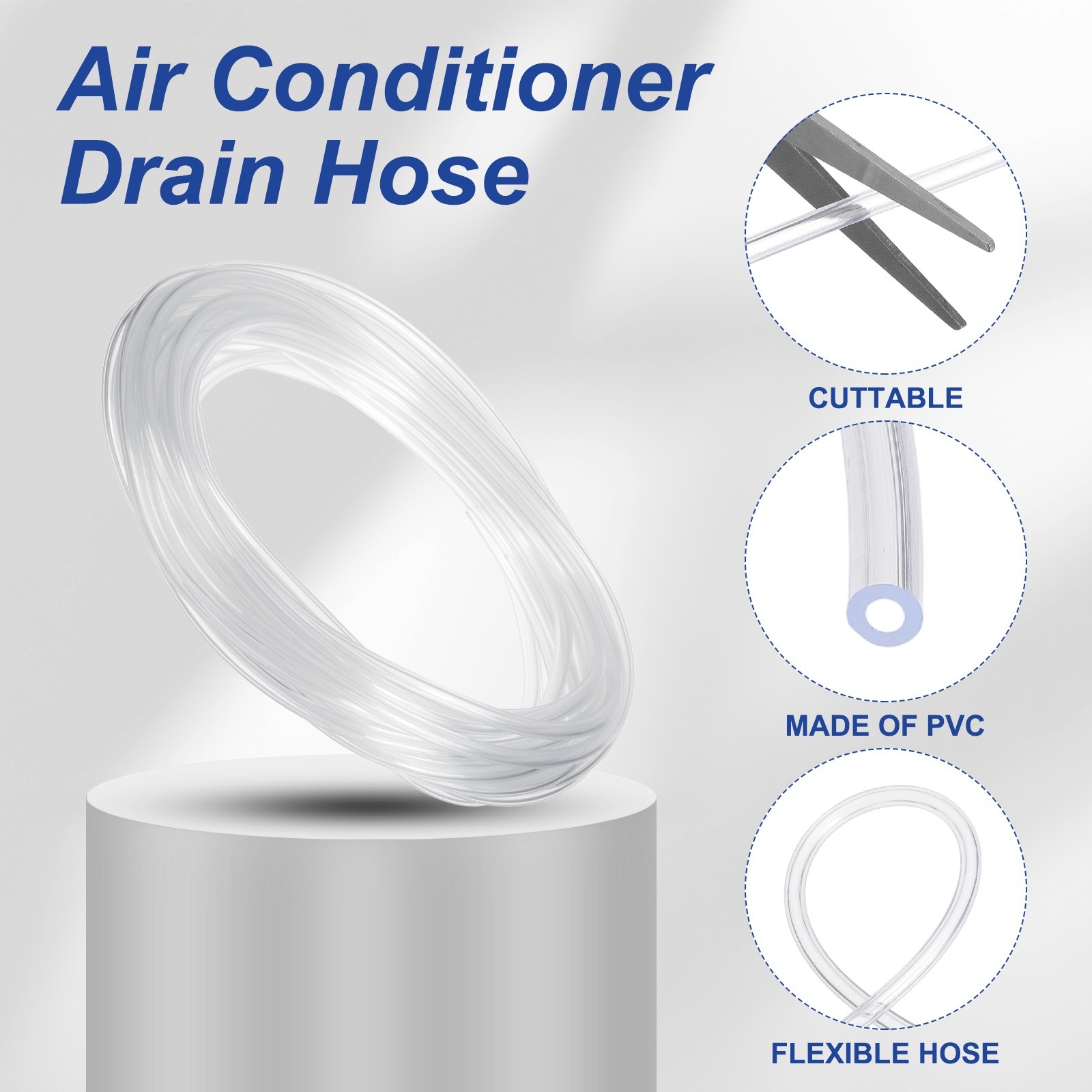 32.8Ft Air Conditioner Drain Hose 1/8&Prime; ID x 1/4&Prime; OD Universal AC Drain Pipe