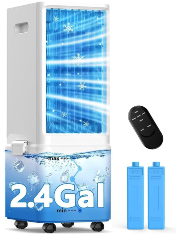 Windowless Air Conditioner w/ 4 Modes, 3 Speeds, 2.4-Gal Tank, Remote & Timer-OB