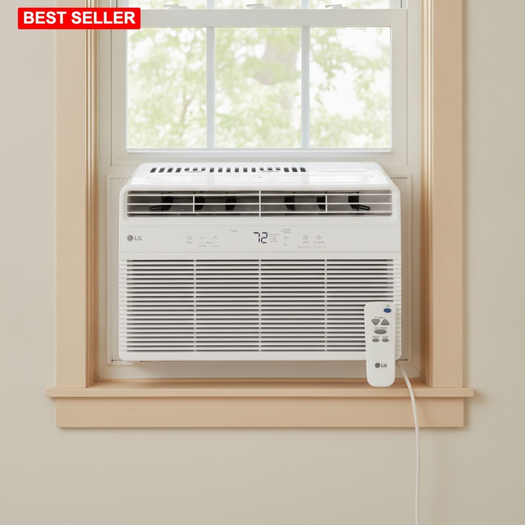 Window Air Conditioner 5000 BTU Small Room Silent Compact White Remote Control