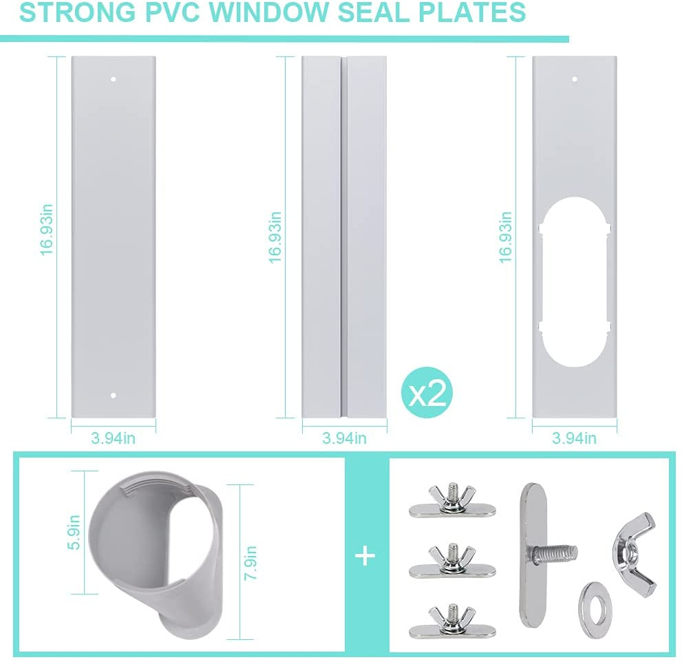 Portable Air Conditioner Window Kit with Coupler, 5.9 Inch Adjustable Window Sea
