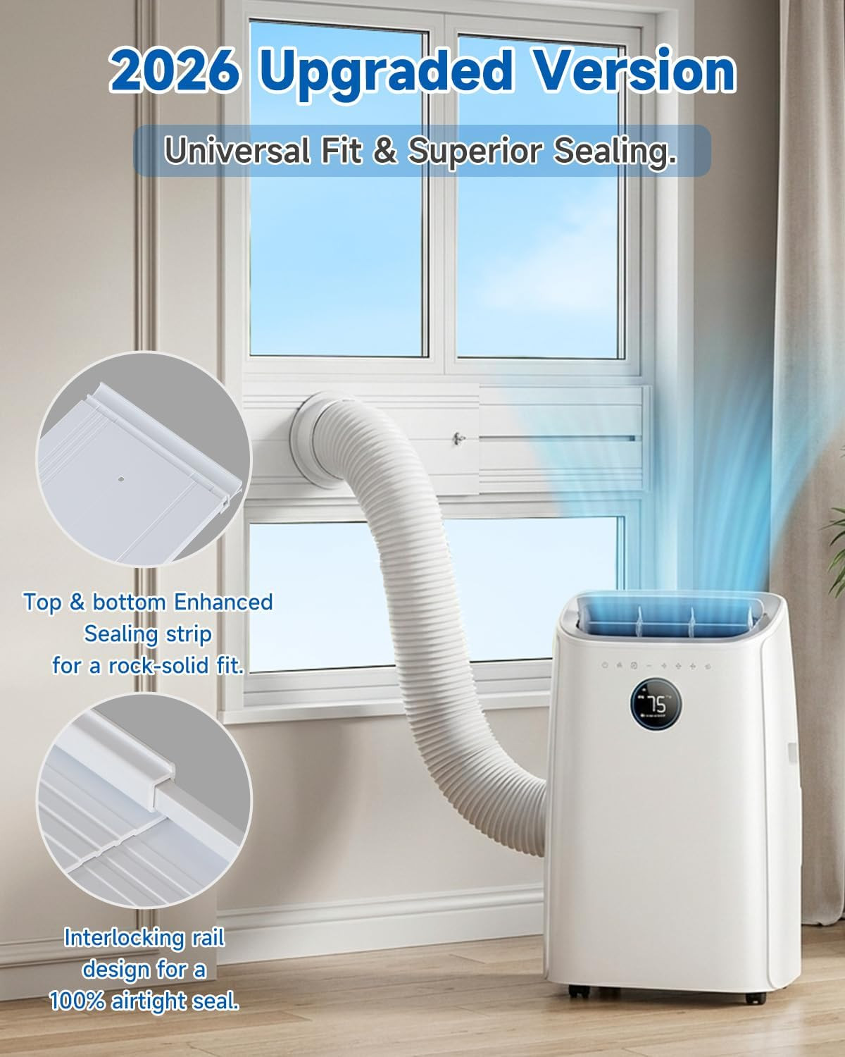 2026 Upgraded Portable Air Conditioner Window Kit with Exhaust Hose, Universal 4