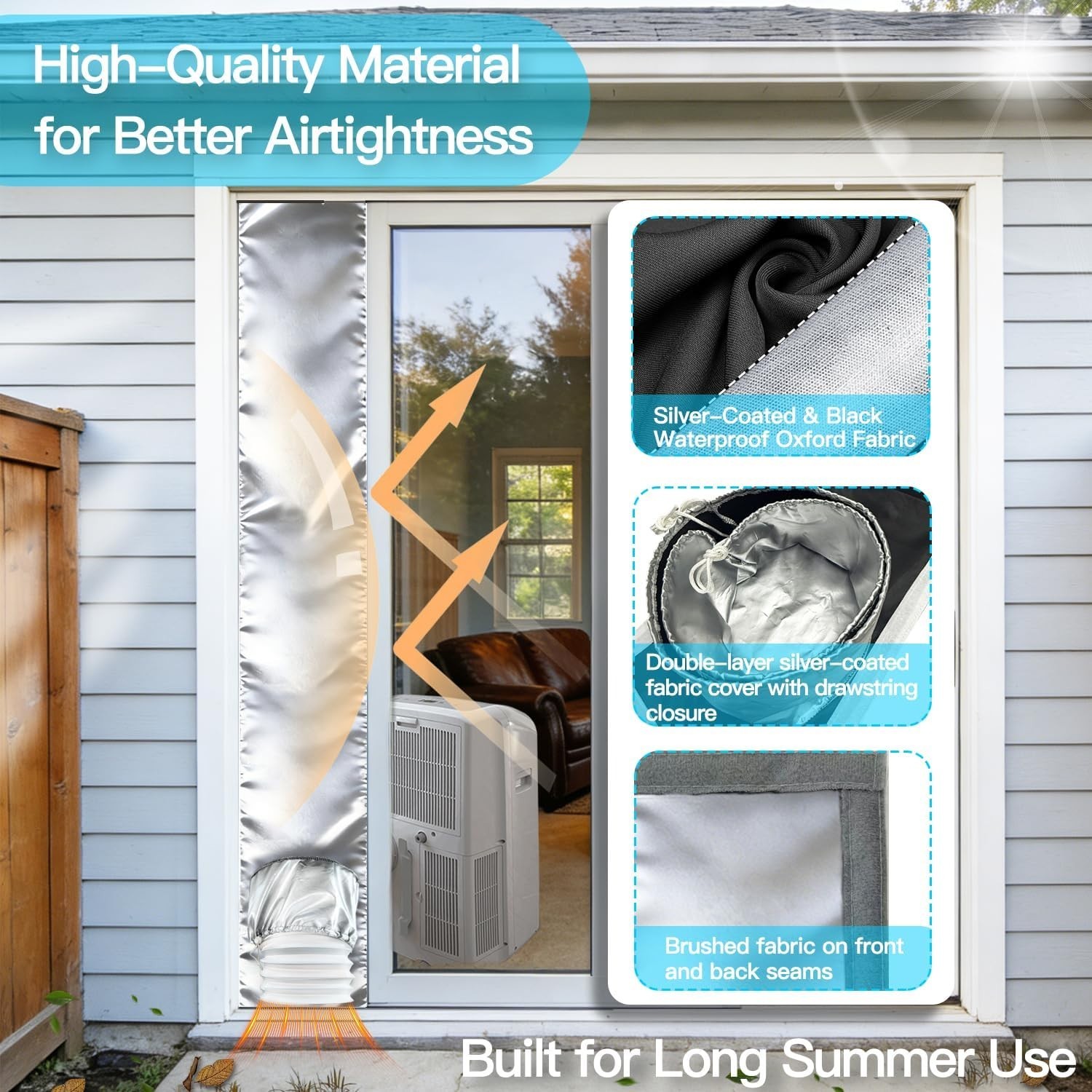10&Prime;x98&Prime;Portable Air Conditioner Silding Door Vent Kit 420D High Density Porta…