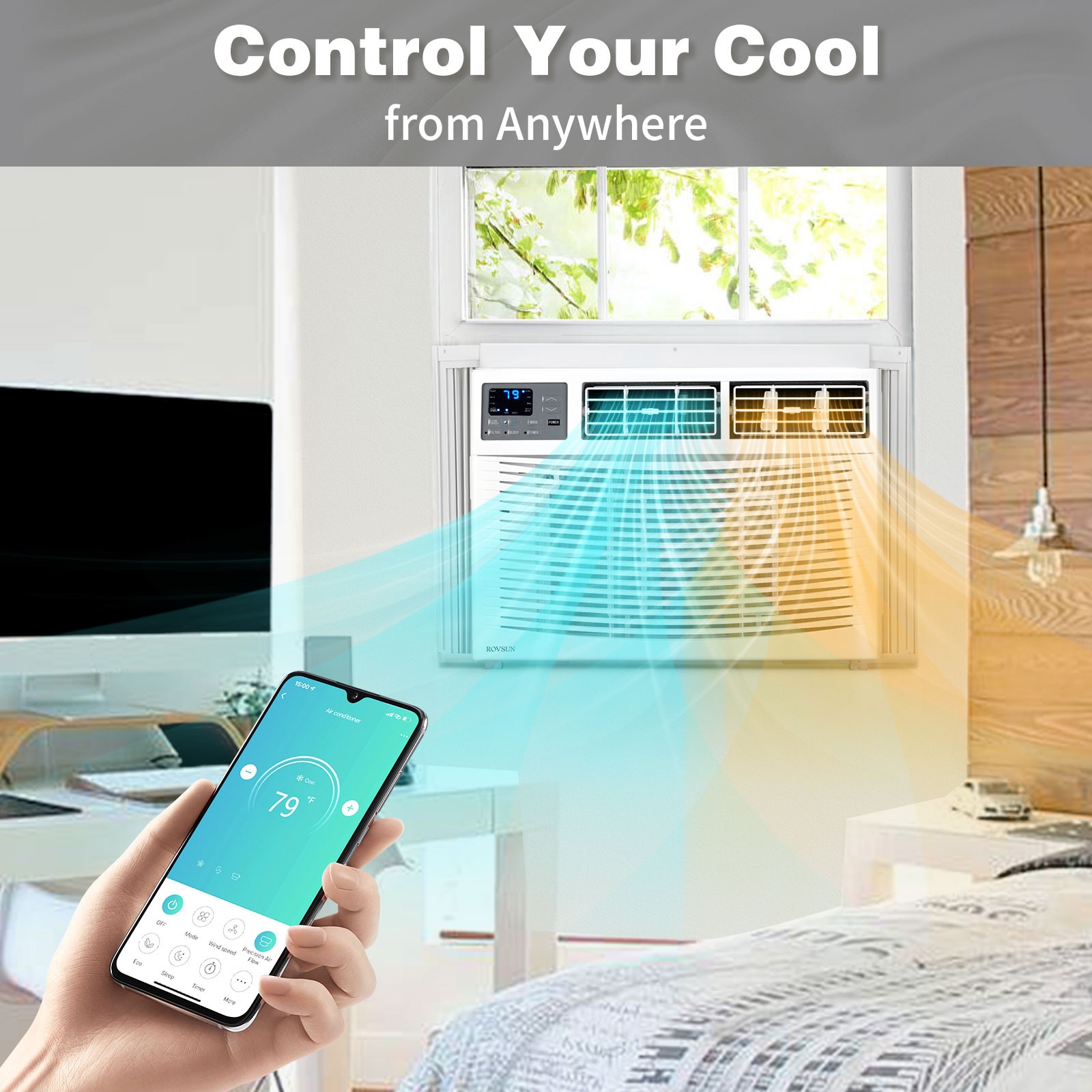 18,000 BTU 230V Window Air Conditioner Cools 1000 Sq. Ft. with Heat, Remote,Wifi