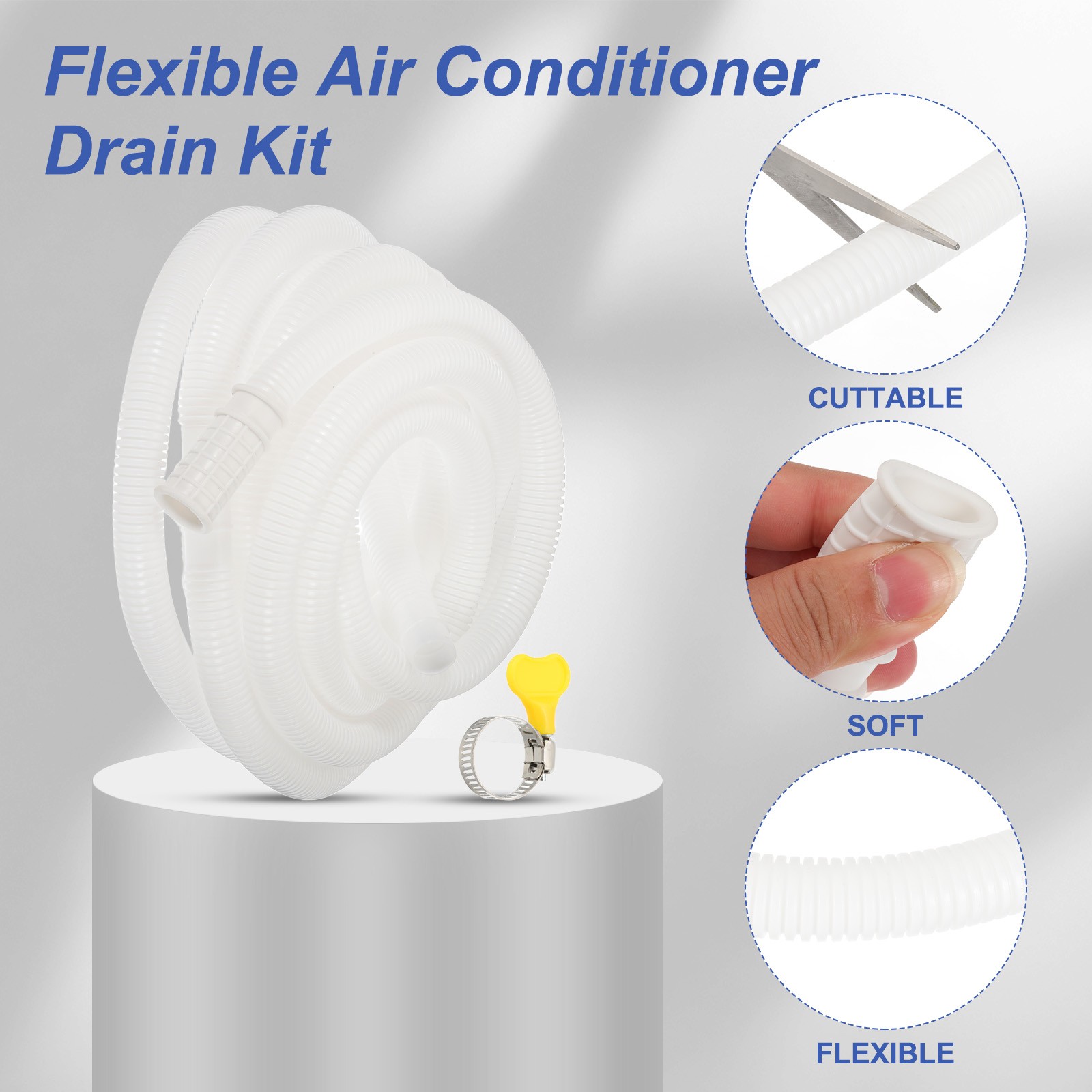 2Set 16.4ft Air Conditioner Drain Universal AC Drain Connector Hose with Clamp