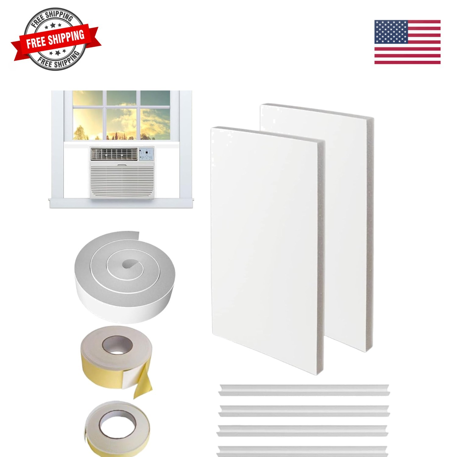 Surround Insulation Side Panels,fully enclosed design White Window Air Condit…