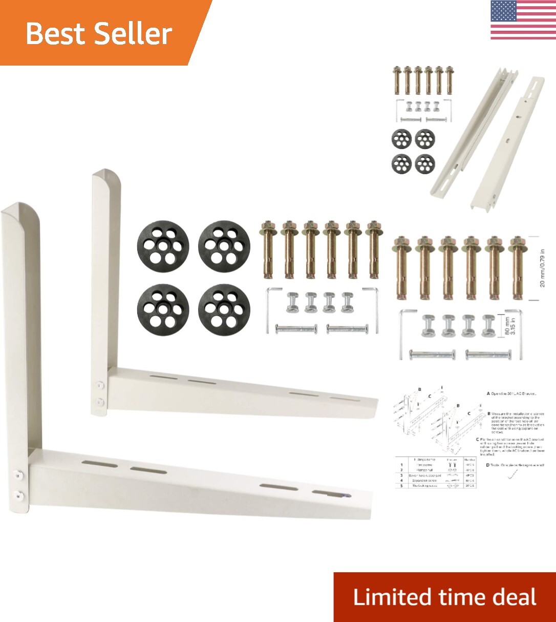 Heavy-Duty Steel Wall Bracket – Quick and Easy Installation – 7000-24000 BTU