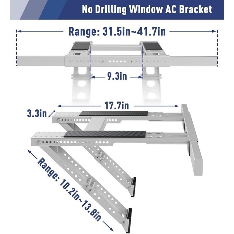 No Drilling AC Support Bracket Heavy Duty Steel 300lbs Fits Windows Easy Install
