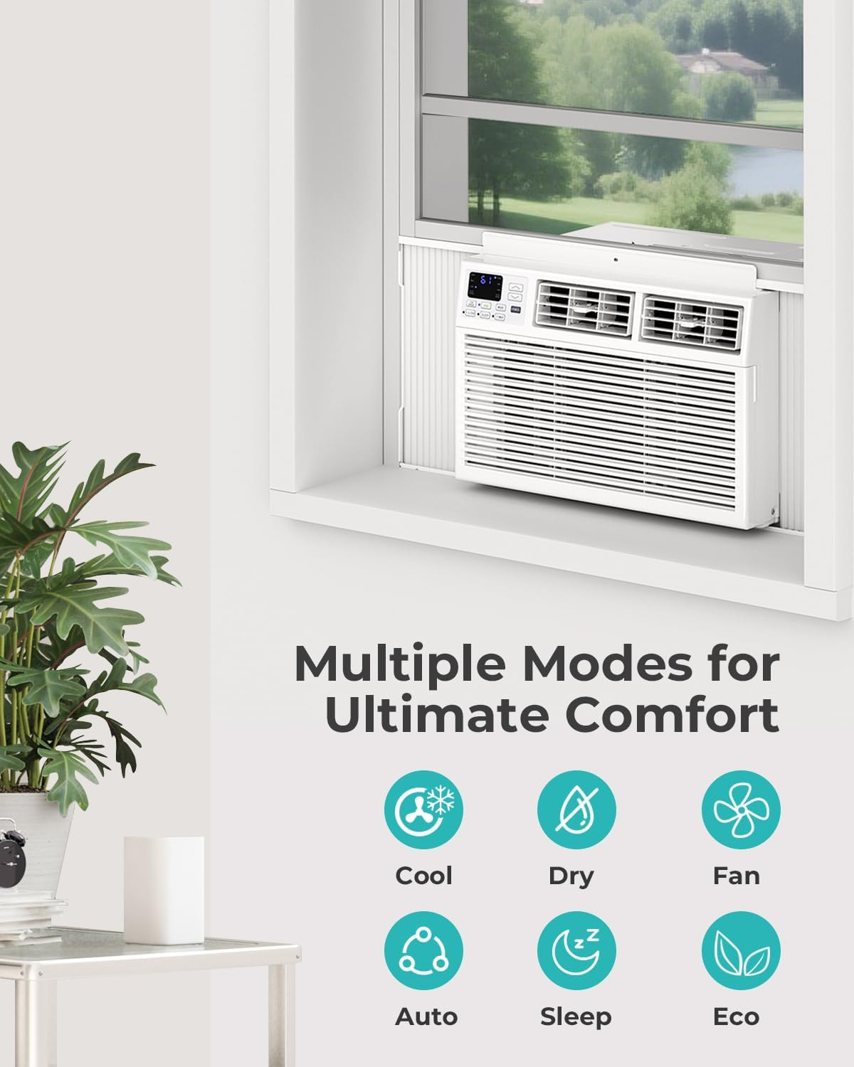 Window AC Unit, 10000 BTU Window Air Conditioner, Cool Rooms up to 450 Sq.Ft., –