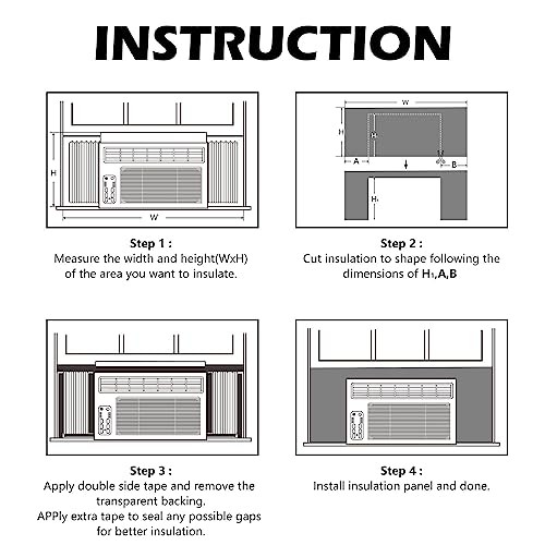 BJADE&rsquo;S Window Air Conditioner Side Insulated Foam Panel,Full Surround White