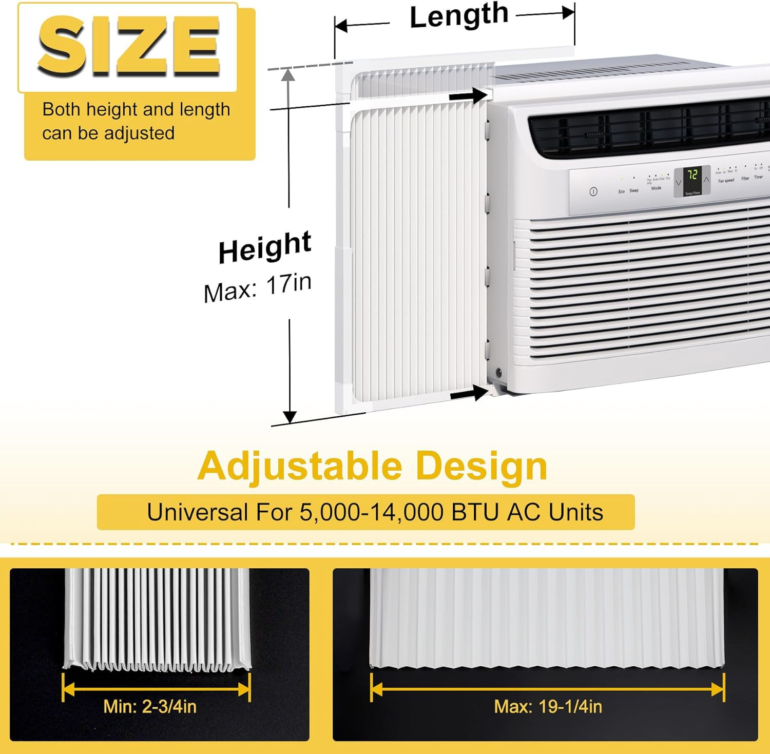 Window Air Conditioner Side Panels with FrameAdjustable Extra Wide Air Condition