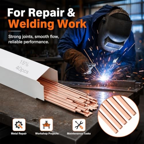 15% Silver Brazing Rods AWS BCuP-5 40 Sticks, Silver Solder BCup-5, 15% Silver
