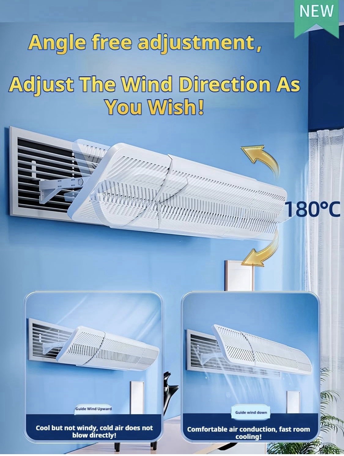 AC Vent Deflector Adjustable Air Conditioner Cover 35-47” Anti Direct Air