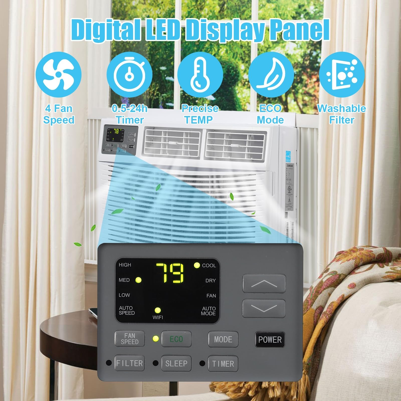 🔝12000 BTU Window Air Conditioner up to 550 Sq. Ft Remote Mounting Kit AC Unit