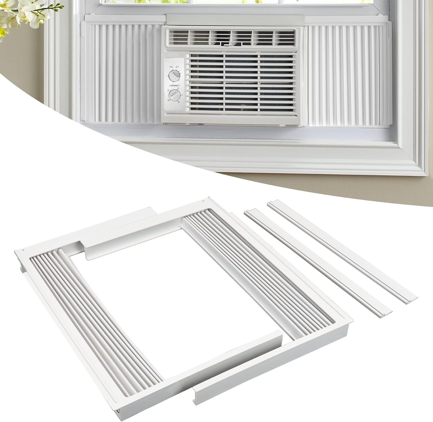 Window Air Conditioner Side Panel with Frame, Fit Most 8,000 BTU Units, Room AC