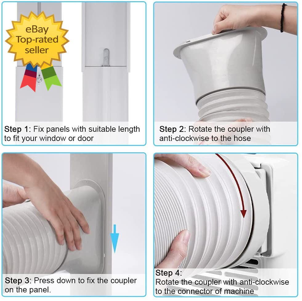 Portable AC Window Vent Kit with 5.9&Prime; Portable Air Conditioner Exhaust Hose