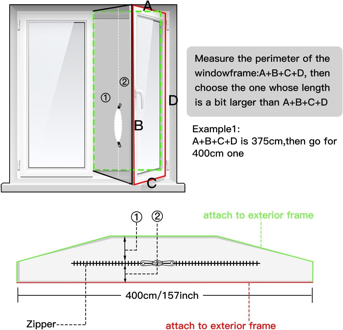 Portable Air Conditioner Window Seal Kit – Zippered 158 Inch Air Exchange Guard