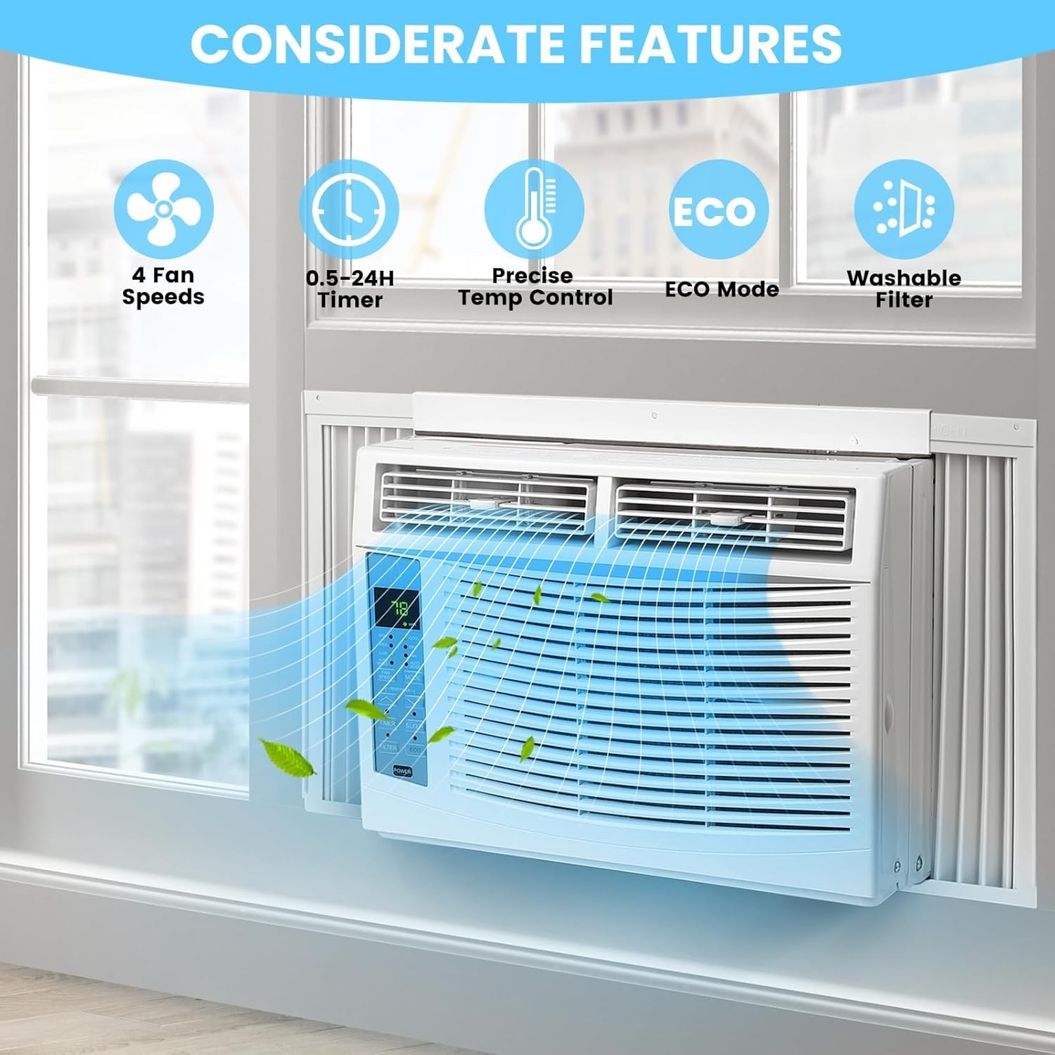 Energy Saving WiFi AC Unit 6000 BTU, Window Air Conditioner with App Control