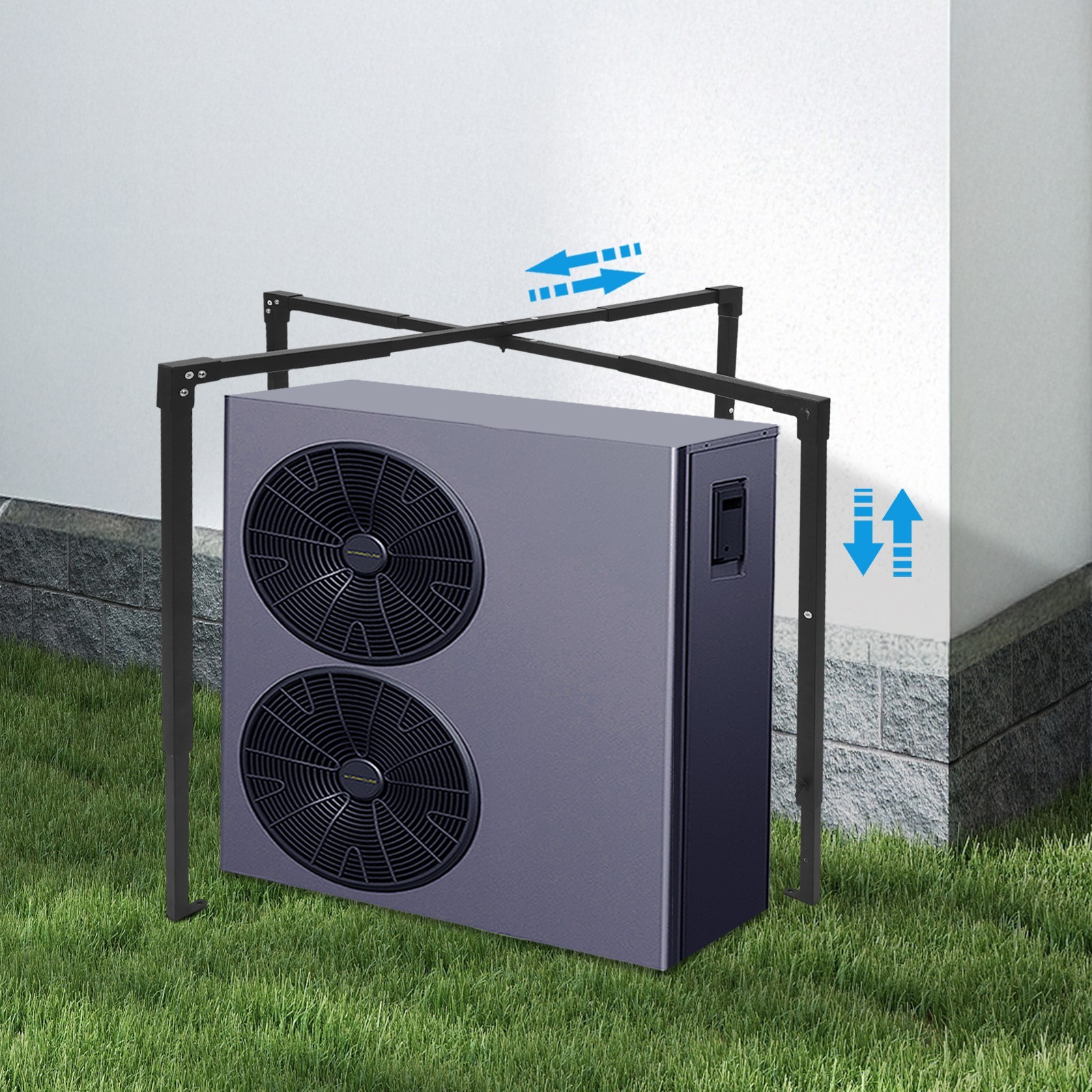 Black AC Security Cage Air Conditioner Cage Adjustable Air Conditioner Cage