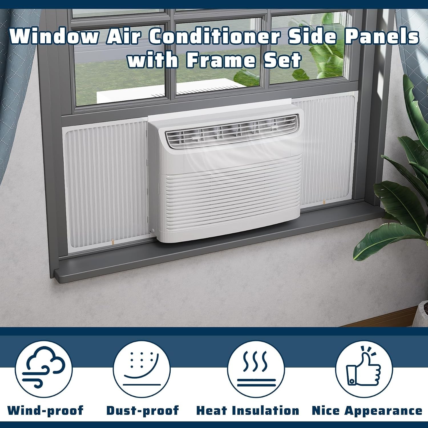 Adjustable Window Air Conditioner Side Panels Frame Set for 5000-14000 Btu Un…