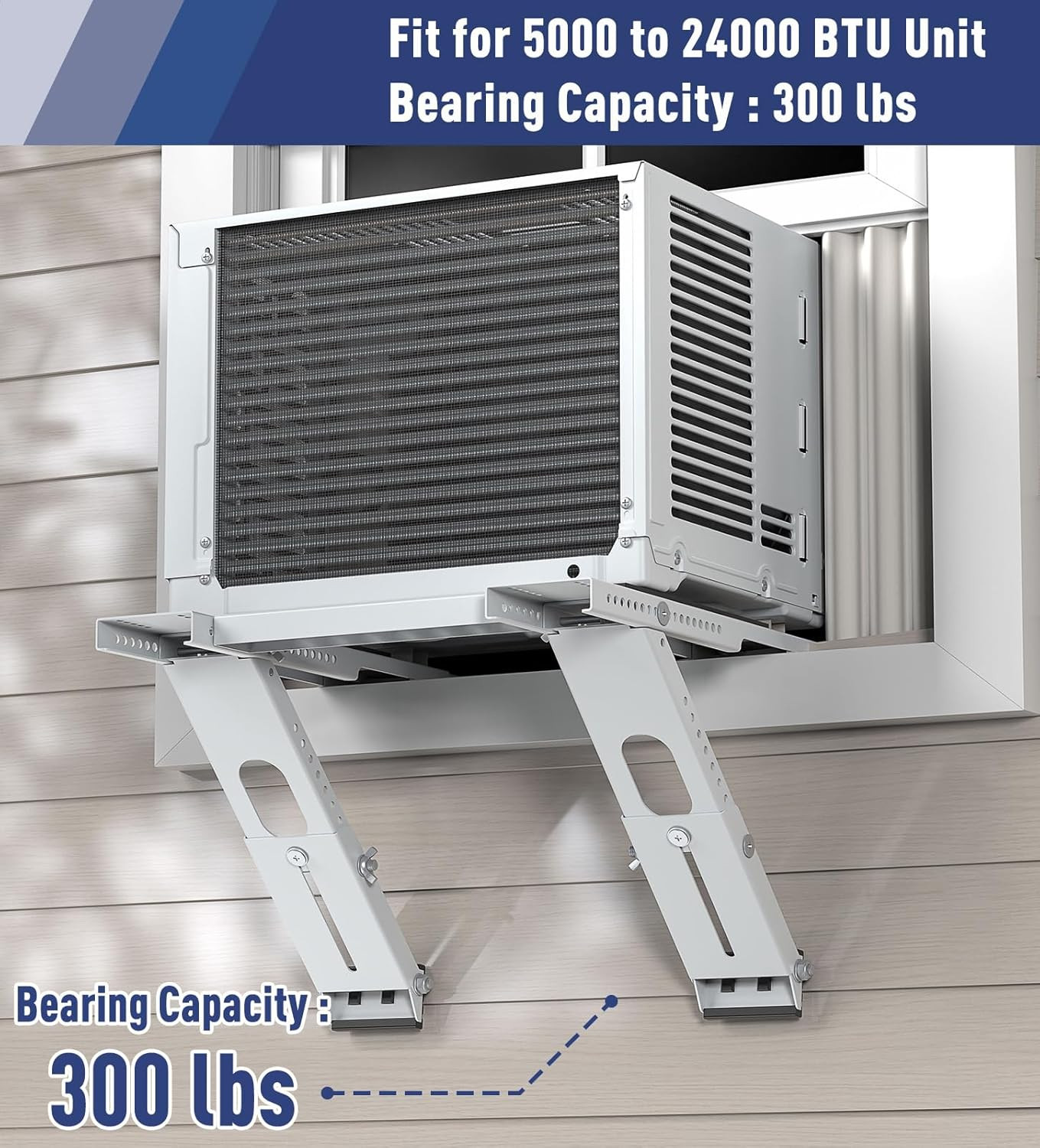 No Drilling Window AC Support Bracket, Adjustable Support Fits Single & Double-H