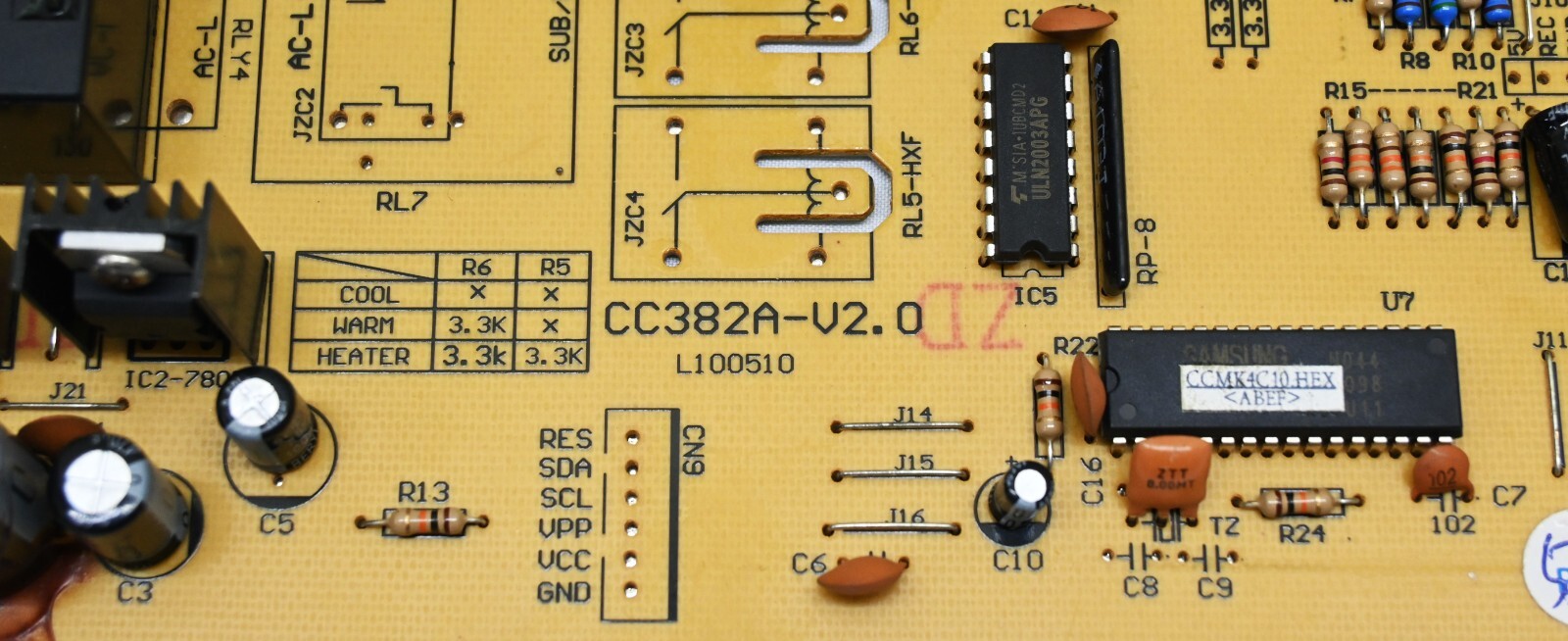 Air Conditioner Filter Control CC382A. V2.0 PCB