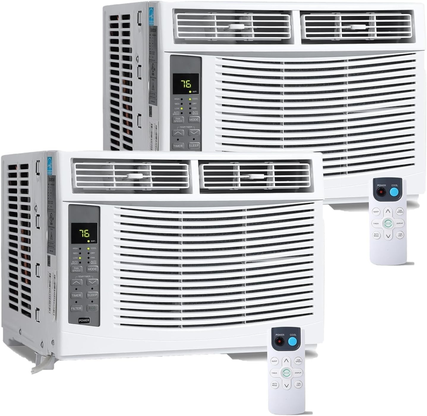 2Pack 6000 BTU Window AC 350 Sq.Ft 3 Speed Low Noise Remote 24H Timer 115V
