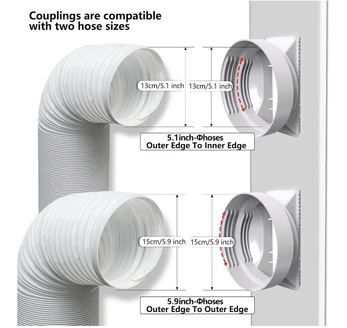 95&Prime; Sliding Door AC Vent Kit with Φ 5.9&Prime;AC Hose Filter Screen & Weather Strippin