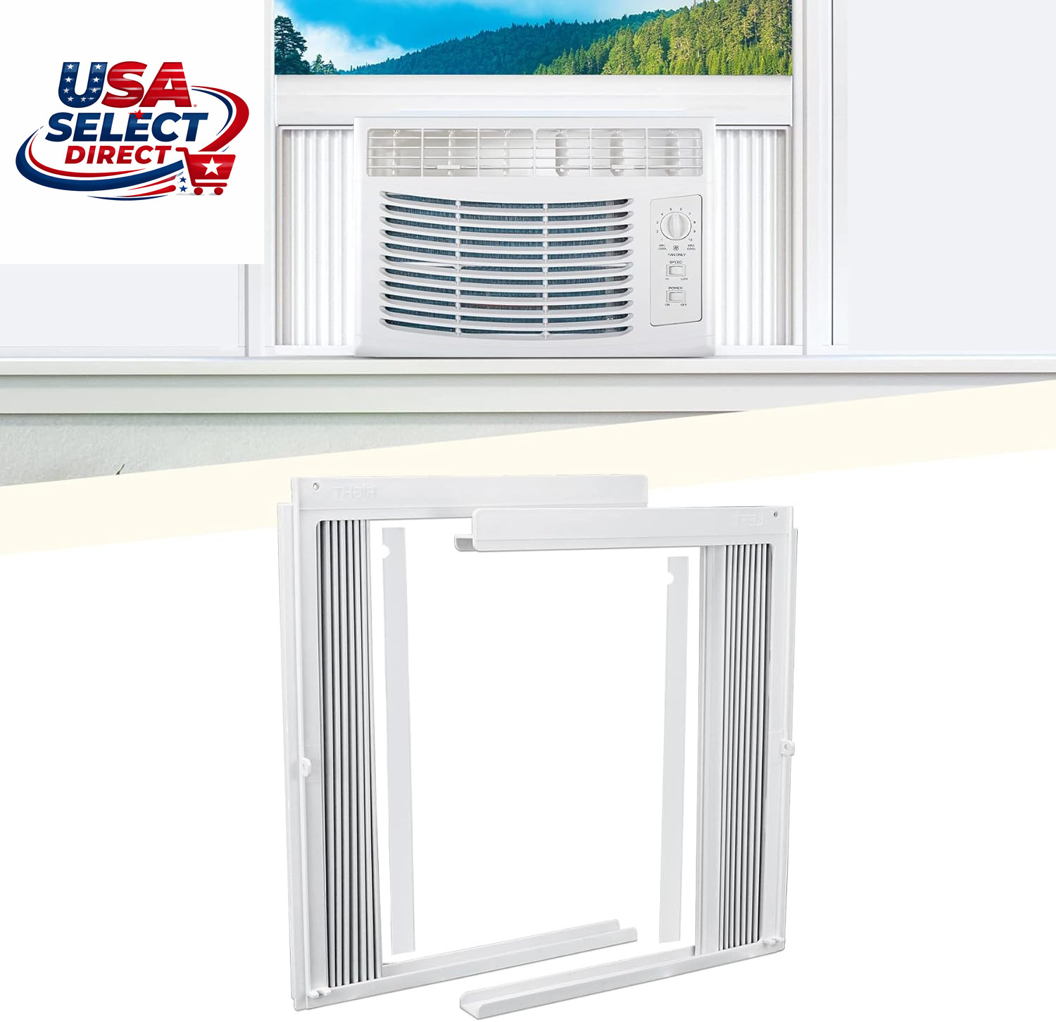 Window AC Side Panel Curtain Kit with Frame, Fits Most 8000 BTU Units