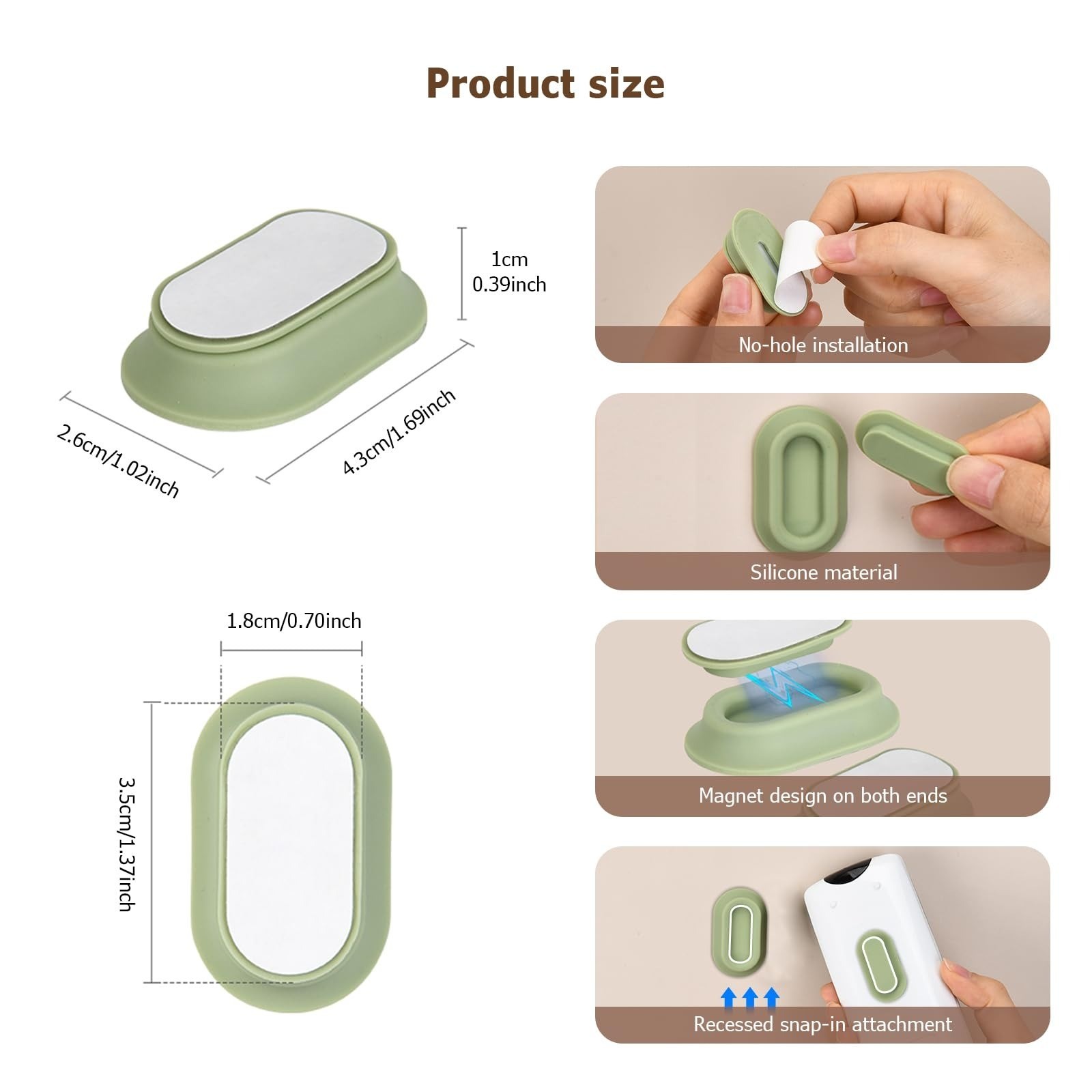 Magnetic Remote Control Holder Wall Mount 4 Pack XYOFUN No Drill