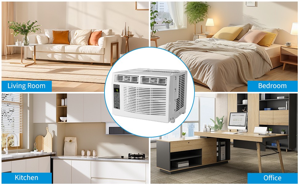 Window Mounted AC 6000 BTU 115V Air Conditioner Remote Control 250 Sq Ft
