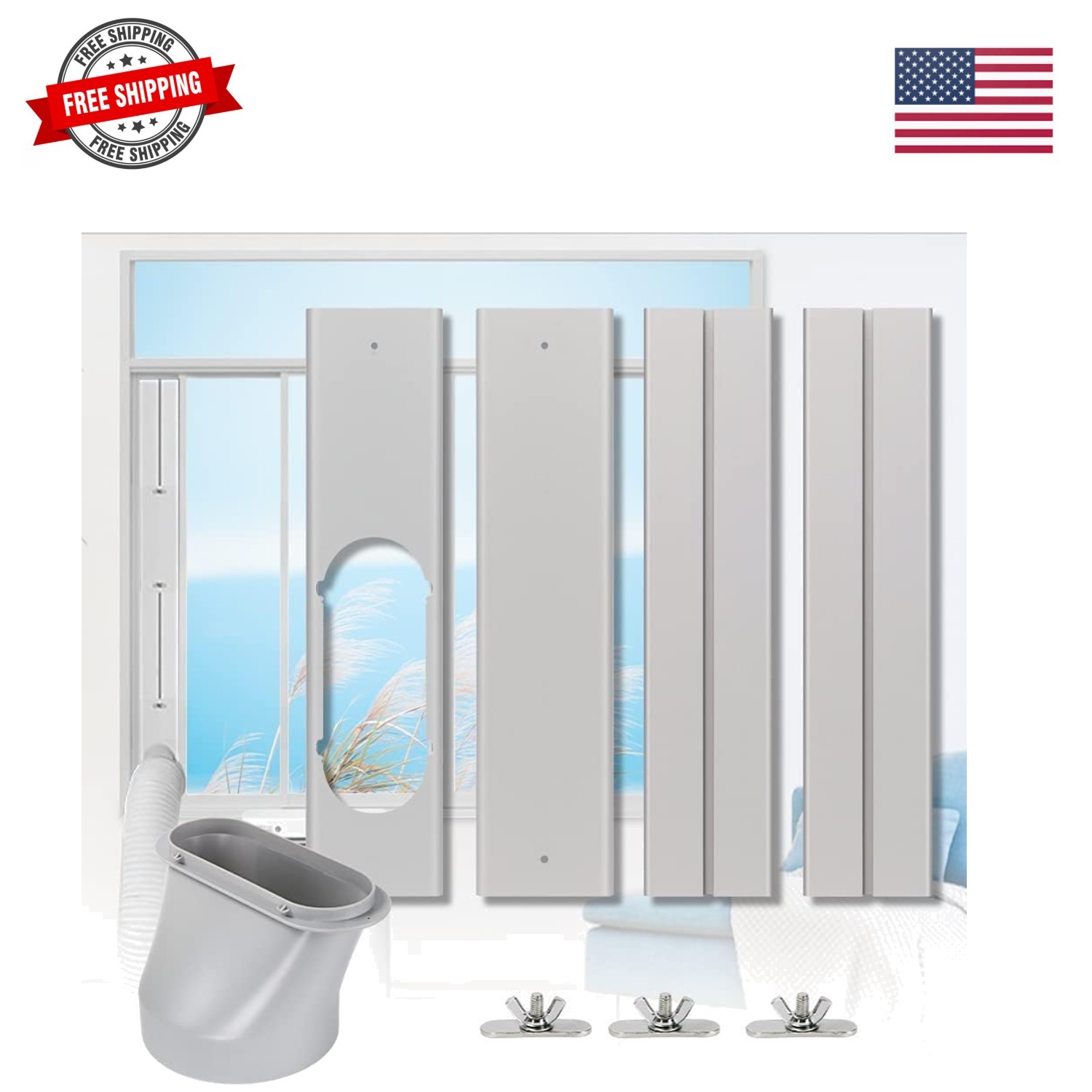 Portable AC Window Vent Kit 5.9&Prime; Air Conditioner Window Seal Panel Hose Kit |…
