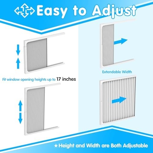 Window Air Conditioner Side Panels with Frame Adjustable Extendable 17 Inch