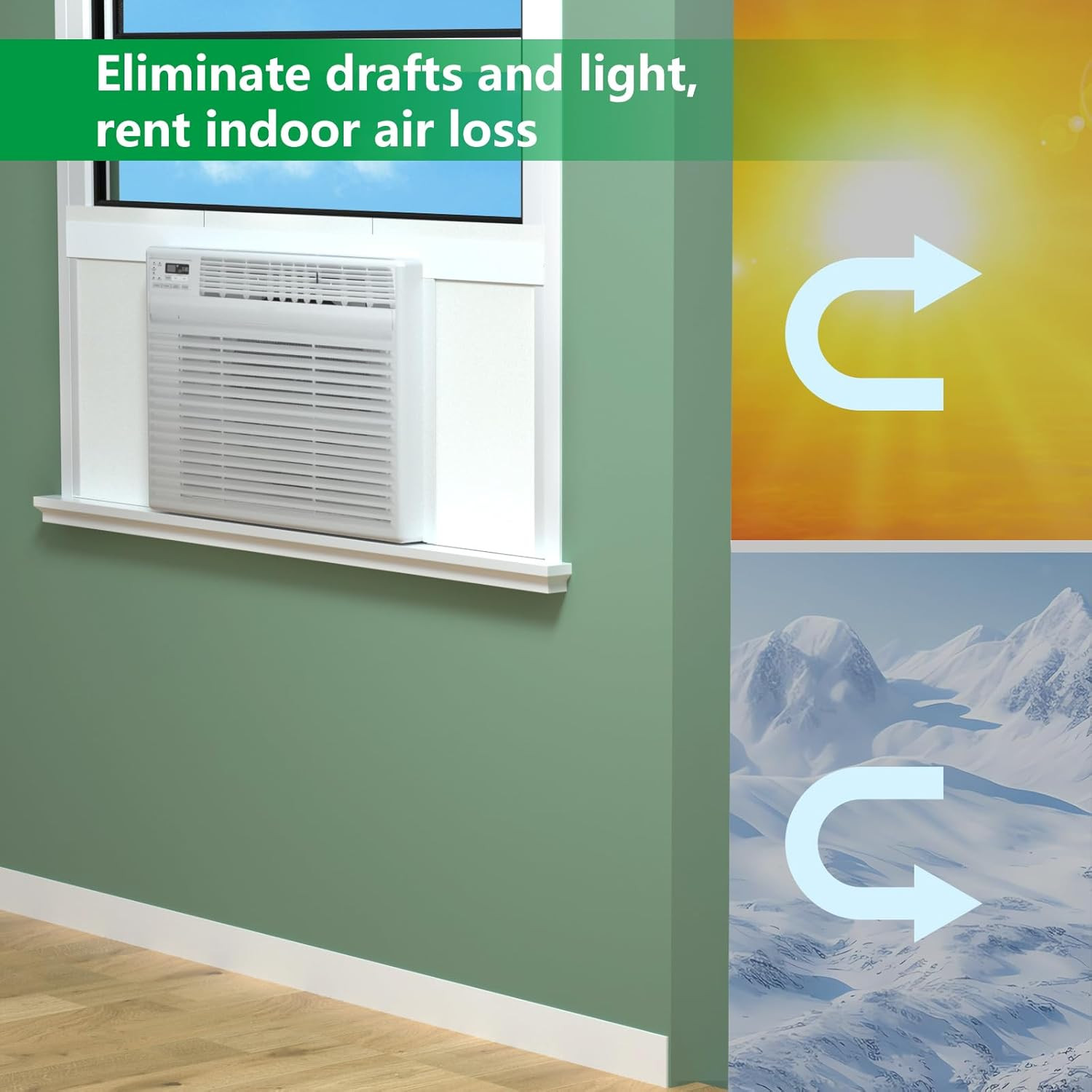 Window Air Conditioner,Side Insulated Foam Panel, Summer/Winter Heat and Draft