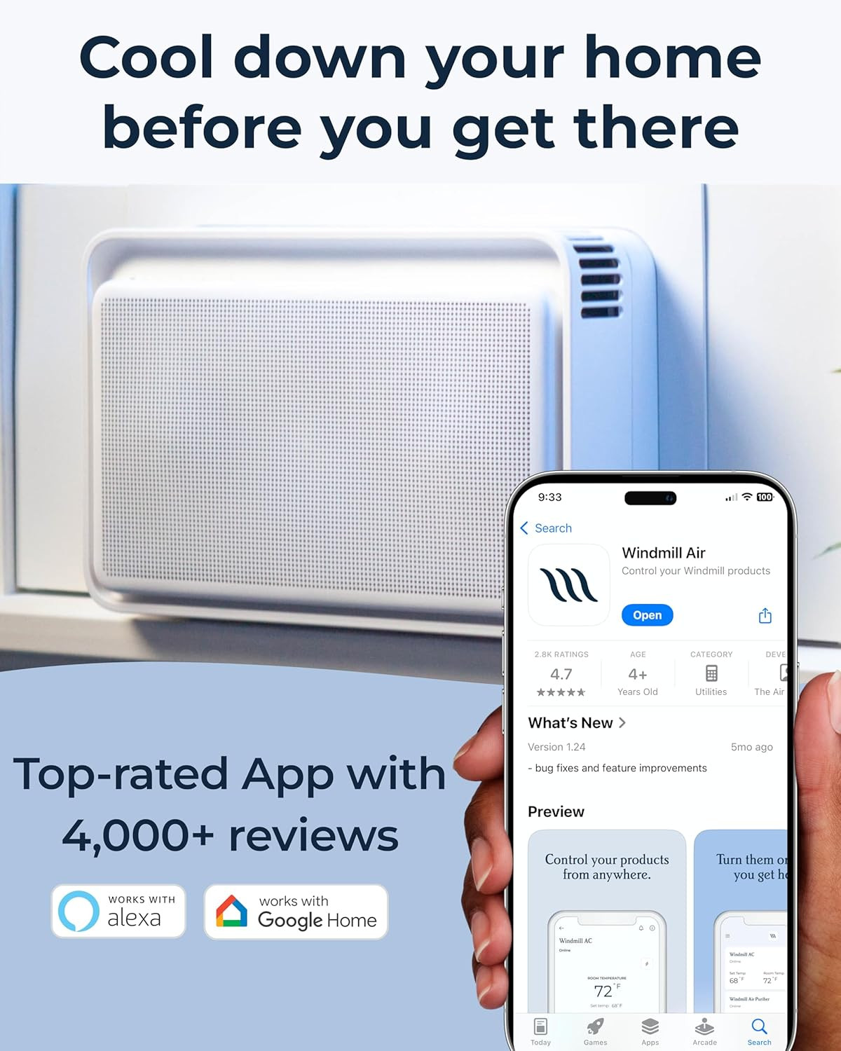 6,000 BTU Window Air Conditioner, Cools up to 250 Sq Ft | Quiet and Smart, Easy