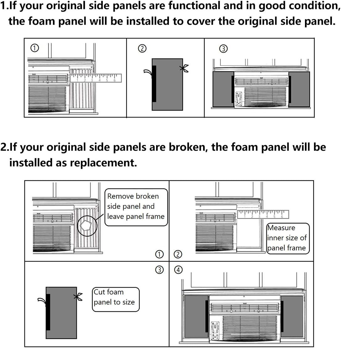 LBG Window AC Foam Insulation Panels, 2 Pack, Black, 17&Prime;x9&Prime;x7/8