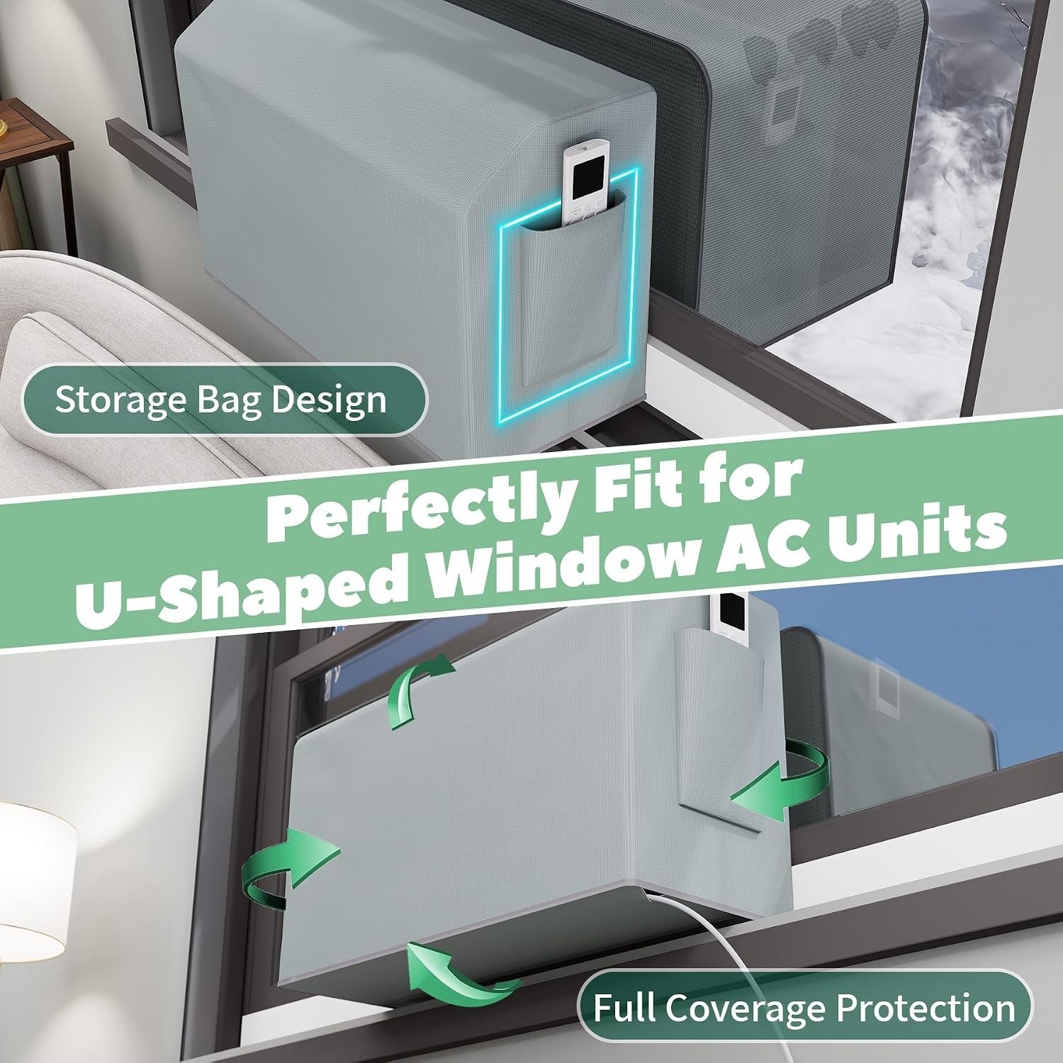 Window Air Conditioner Cover Kit for U-Shape Window AC,Magnetic Easy Install,…