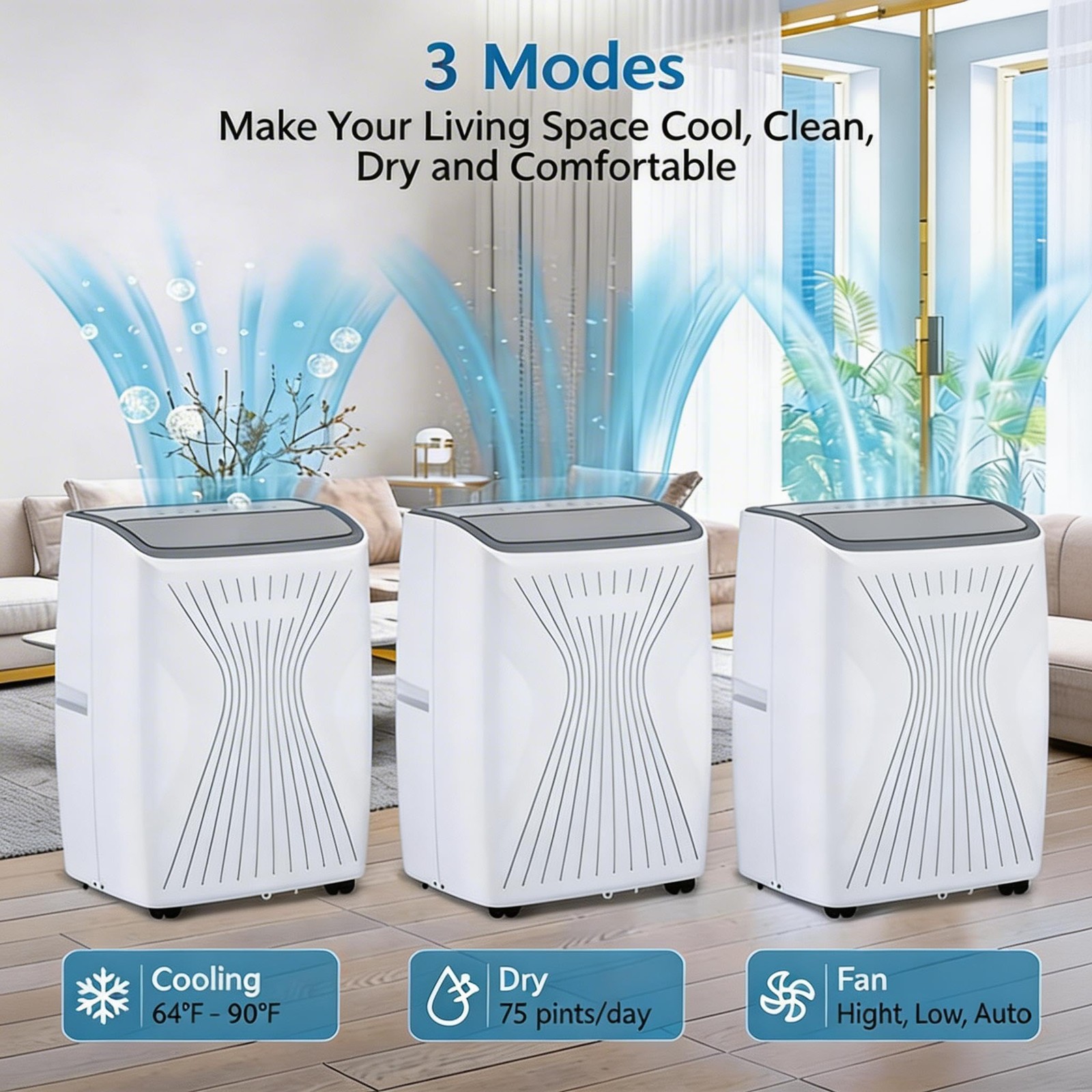 Portable Air Conditioner 14000 BTU AC Unit, Remote Control Up to 650 Sq ft Fan
