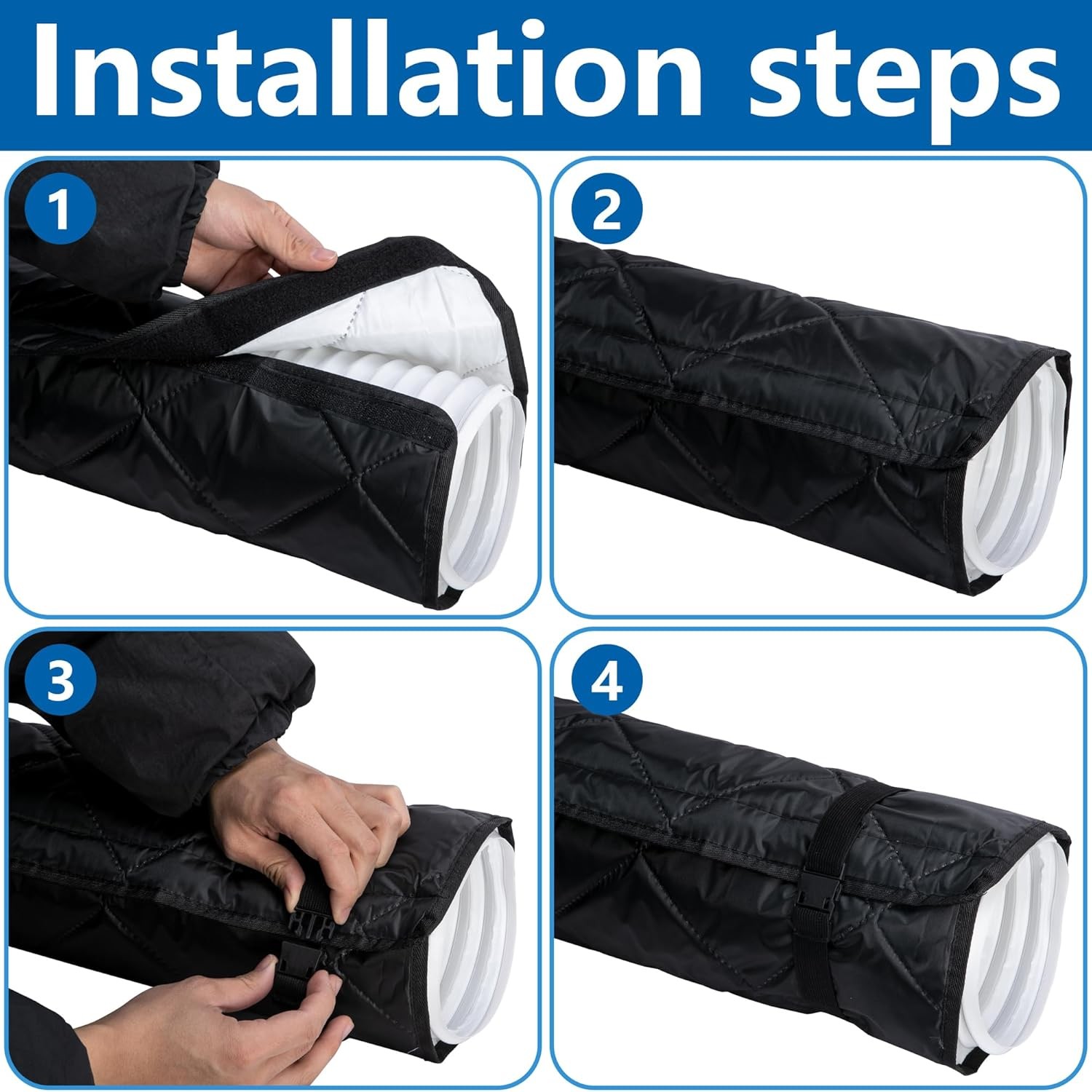 Portable AC Hose Insulator Sleeve Cover Black 59 »L Fits 5-5.9 Duct