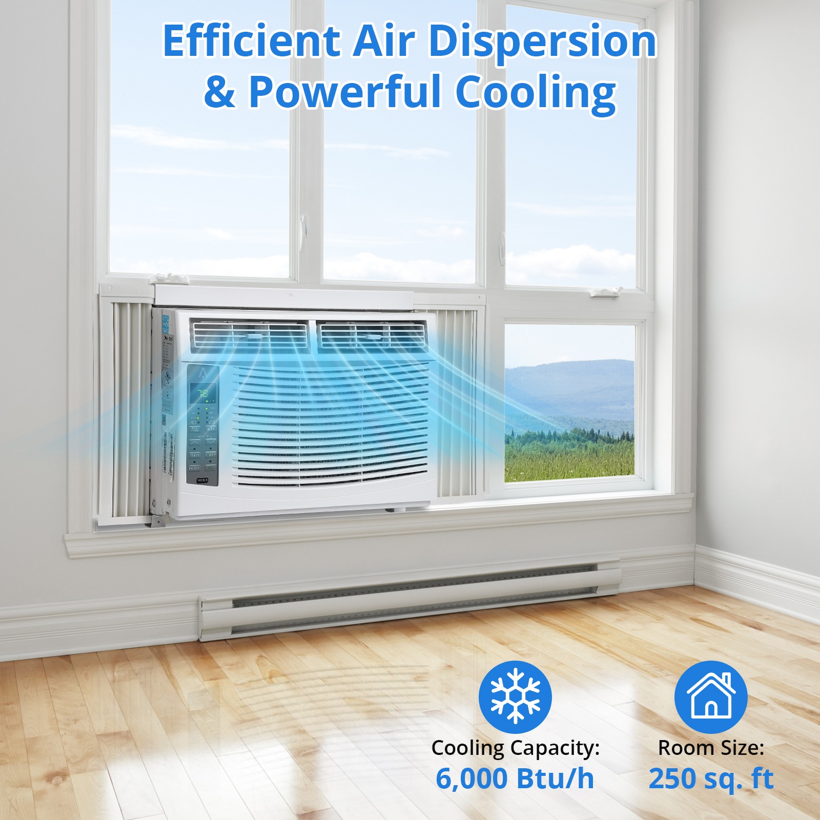 6000 BTU Window Air Conditioner AC Unit w/ Remote App Control up to 250 Sq. Ft.