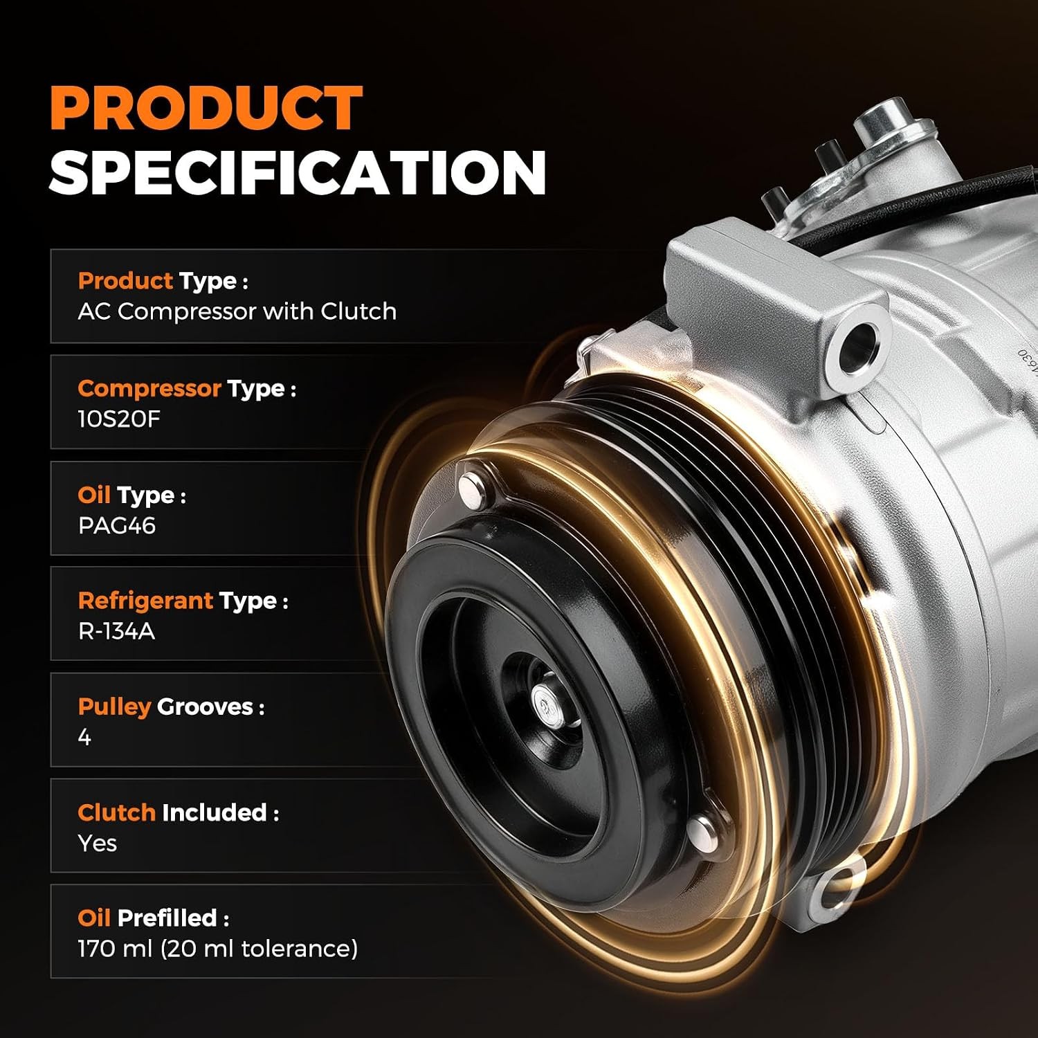 2000-2013 Chevy Silverado Suburban 1500 2500 Tahoe AC Compressor Compatible