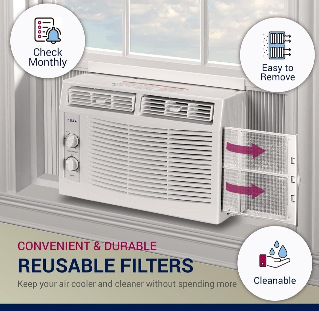 DELLA 5000 BTU Air Conditioner Window Unit 115V/60Hz, Mechanical Controls
