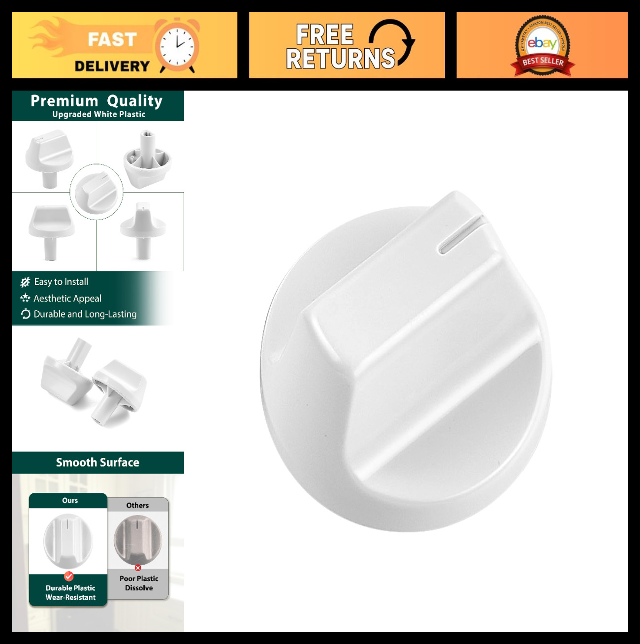 Air Conditioner Control Knobs Replacement for Window AC Units – White Plastic, 1