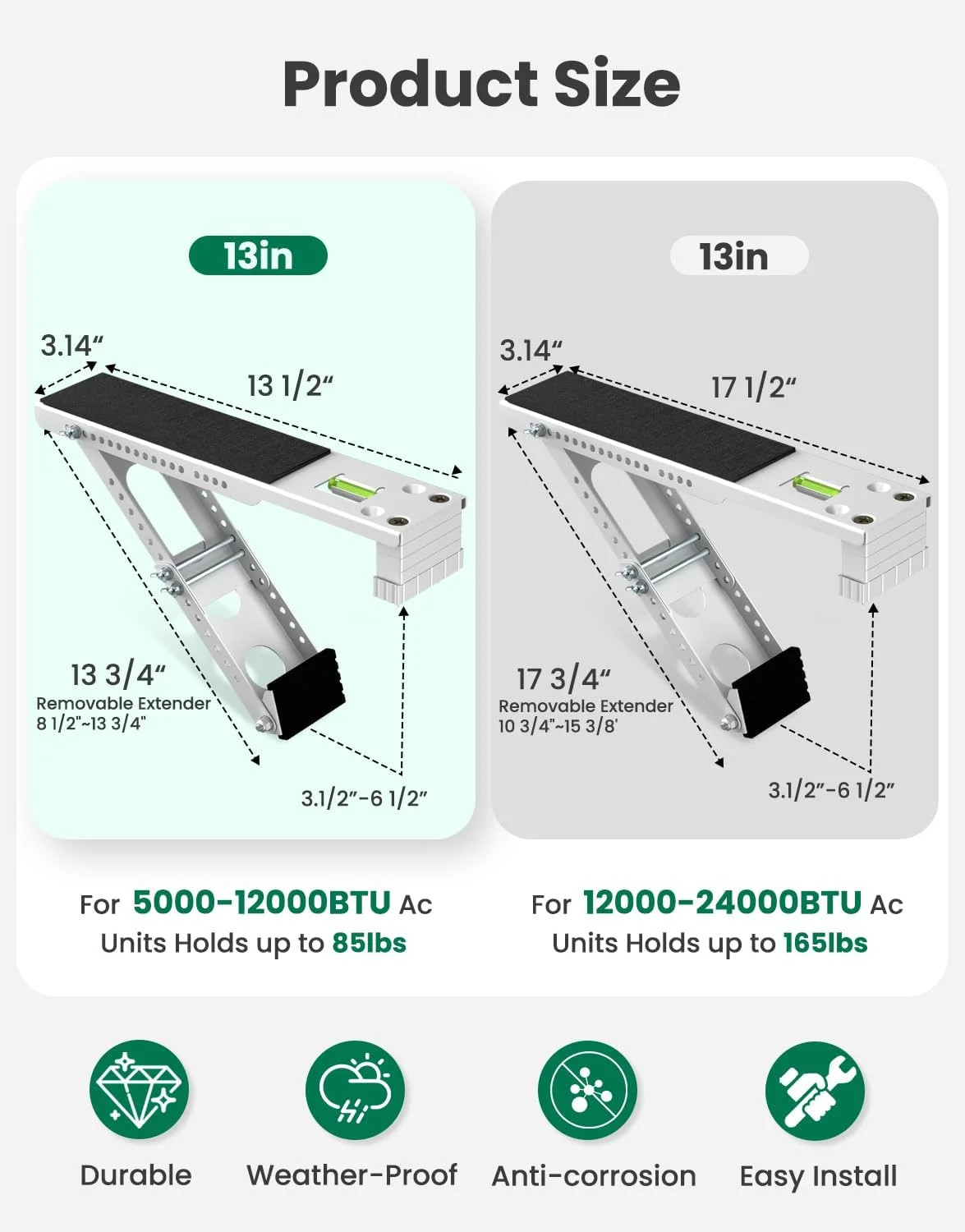 Window Air Conditioner Support Bracket: Adjustable Anti-Slip Shock-Absorbing Mat