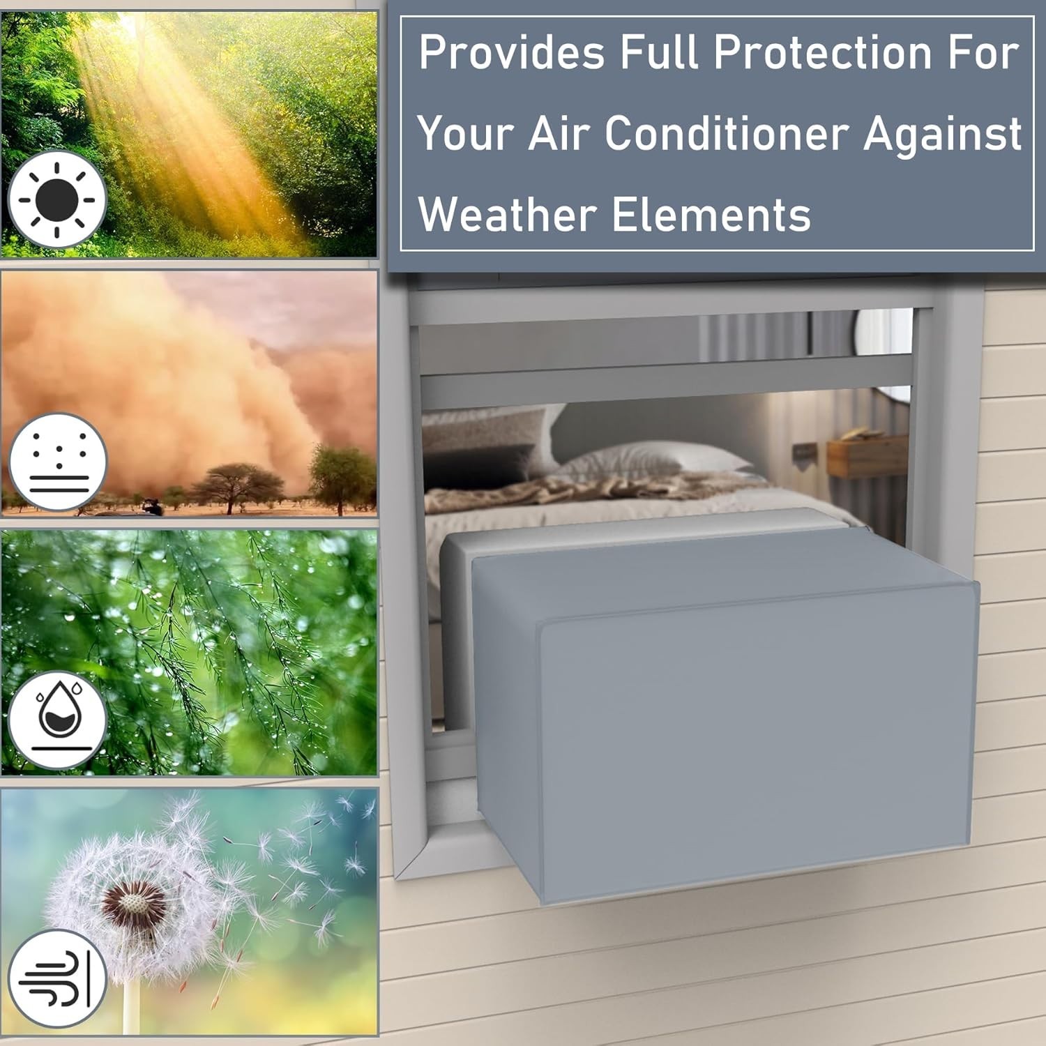 Air Conditioner Cover for U-shaped 8000, 10000, 12000 BTU Window Unit, 600D H…