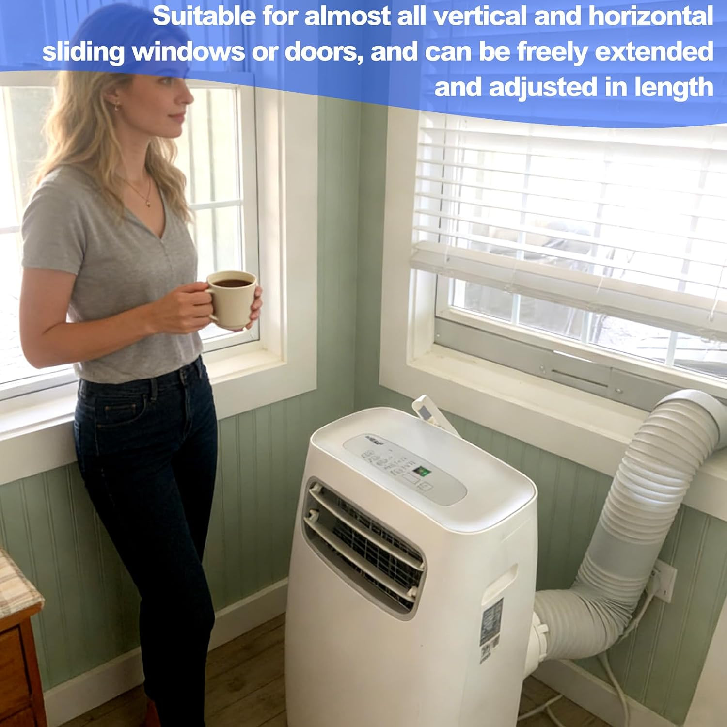 Portable Air Conditioner Window Vent Kit with 5.9&Prime; Exhaust Hose, AC Window Vent