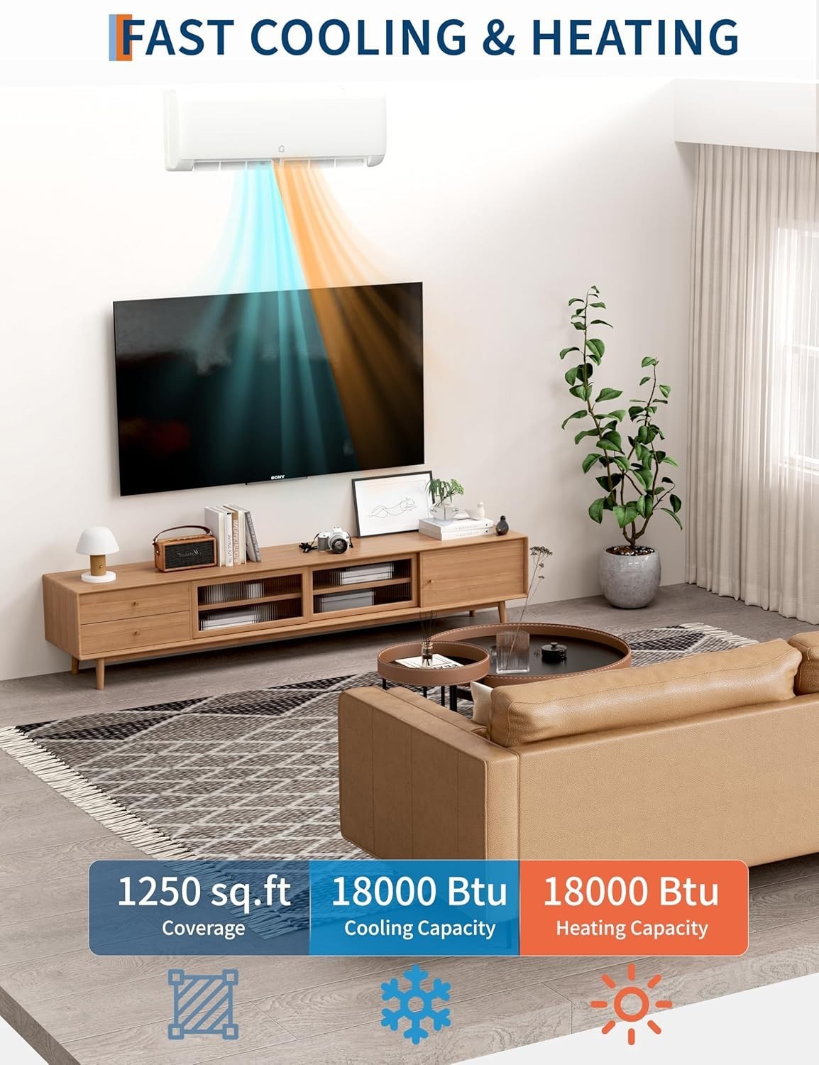 ⚡️Garvee 18,000 BTU Mini Split Air Conditioner with Heat Pump, 19 SEER, Cools Up